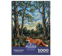 Puzzle Da 1000 Pezzi Per Adolescenti Fox in A Van Gogh-style Forest Puzzle Gioco Rompicapo Ma Divertente E Umoristico Regali Unici Per Compleanno E Natale 38x26cm/1000pcs