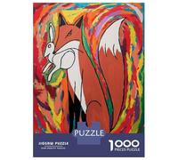 Puzzle Da 1000 Pezzi Per Adolescenti Fox Painting Abstract Red Adolescenti Puzzle Giochi Rilassanti Difficili Regali Difficili Per Amici E Familiari 38x26cm/1000pcs