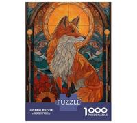 Puzzle Da 1000 Pezzi Per Adolescenti Fox Stained Glass Art Nouveau Puzzle Per Adolescenti Gioco Pratico Decorazione Murale Difficile Da Completare 70x50cm/1000pcs