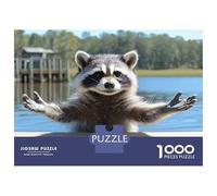 Puzzle Da 1000 Pezzi Per Adolescenti Friendly Raccoon with Open Arms Puzzle Per Adulti Giocattoli Fai Da Te Corsa Di Velocità Manuale Regali Unici Per Compleanno E Natale 70x50cm/1000pcs