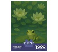 Puzzle Da 1000 Pezzi Per Adolescenti Frog on Lily Pad Illustration Puzzle Per Adulti Giocattolo Decorazione Da Parete Vacanza A Casa Ammazzare Il Tempo È Ideale Come Regalo 70x50cm/1000pcs
