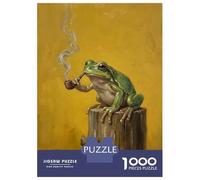 Puzzle Da 1000 Pezzi Per Adolescenti Frog Smoking A Pipe on A Tree Stump Puzzle Giochi Divertenti Regalo Decorativo Perfetto Per Amici E Familiari 38x26cm/1000pcs