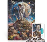 Puzzle da 1000 pezzi per adolescenti Funghi Astronauta Difficile da completare ma divertente e umoristico Regalo di opere d'arte 38x26cm