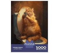 Puzzle Da 1000 Pezzi Per Adolescenti Funny Cat Taking A Selfie at Bathroom Puzzle Per Adulti Giochi Divertenti Migliorano La Memoria Aiutano Ad Allenare Il Cervello 38x26cm/1000pcs