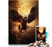 Puzzle da 1000 pezzi per adolescenti Fuoco Fiamme Aquila Calva USA Giocattoli fai da te Ogni pezzo è unico - Gioco divertente e stimolante per tutta la famiglia 52x38cm