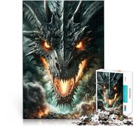 Puzzle da 1000 pezzi per adolescenti Furia del Drago Nero Infuocato Analisi e logica Ogni pezzo è unico - Gioco divertente e stimolante per tutta la famiglia 52x38cm