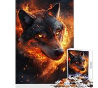 Puzzle da 1000 pezzi per adolescenti "Furia del Lupo Infuocato" - Gioco divertente taglio di precisione decorazione per la casa giocattolo antistress regalo (38x26cm)
