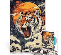 Puzzle da 1000 pezzi per adolescenti Furia del ruggito della tigre Gioco di famiglia per e Regalo di compleanno, regali, arte murale 75x50cm