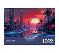 Puzzle Da 1000 Pezzi Per Adolescenti Future City Sunset Neon Lights Puzzle Per Adulti Giocattolo Decorazione Da Parete Modello Da Assemblare Ottimo Regalo Per I Giocatori 70x50cm/1000pcs