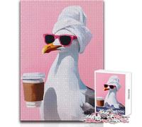 Puzzle da 1000 pezzi per adolescenti Gabbiano con caffè e occhiali da sole Giocattolo da dipingere Gioco intellettuale Vacanza a casa Uccidere il tempo Regali di Babbo Natale segreto 38x52cm