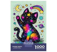 Puzzle Da 1000 Pezzi Per Adolescenti Galaxy Cat with Rainbow And Moon Puzzle Per Adulti Giochi Per Famiglie Migliora La Memoria Regalo Di Compleanno, Regali, 52x38cm/1000pcs