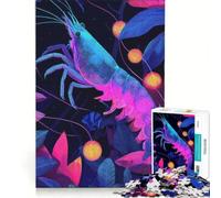Puzzle da 1000 pezzi per adolescenti Gamberetti Neon in Fiore Gioco Divertente Allena la Mente e la Manica Migliora l'Amore tra le Coppie 38x26cm
