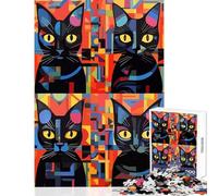 Puzzle da 1000 pezzi per adolescenti Gatti Arte astratta Dipingi Decorazione per la casa Giocattoli Regali di compleanno Giochi educativi Migliorare l'amore tra coppie Dimensioni 38x52cm