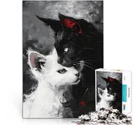 Puzzle da 1000 pezzi per adolescenti Gatti bianchi e neri Giocattoli Giochi Educativi Antistress Decorazioni e regali unici per la casa 38x26cm