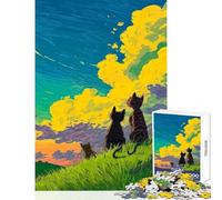 Puzzle da 1000 pezzi per adolescenti gatti che guardano il cielo al tramonto puzzle da 1000 pezzi giocattolo educativo regalo di Babbo Natale segreto per donne (38x26cm)