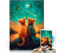 Puzzle da 1000 pezzi per adolescenti Gatti che osservano la stella cadente Giocattoli antistress Regalo di compleanno, regali, arte murale 52x38cm