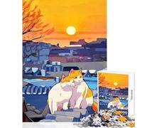 Puzzle da 1000 pezzi per adolescenti: Gatti in un paesaggio urbano al tramonto Puzzle da 1000 pezzi per il relax Ottimo regalo per gli amanti dei giochi e della decorazione per la casa (38x52cm)