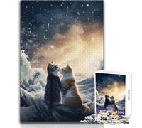 Puzzle da 1000 pezzi per adolescenti Gatti innamorati Calma Piacevole Tempo libero Divertimento Stretto Senza cuciture Precisione Giocattolo Dimensioni 50x75cm