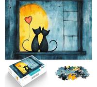 Puzzle da 1000 pezzi per adolescenti Gatti innamorati in stile acquerello Taglio di precisione Collezione di artisti, Belle arti 38x26cm
