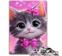 Puzzle da 1000 pezzi per adolescenti, gattino con fiocco, elefante, giocattolo, gioco intellettuale, regalo di compleanno, regali, arte murale per età 14+ 50X75CM