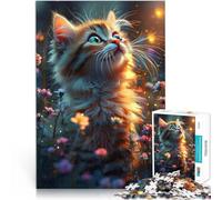 Puzzle da 1000 pezzi per adolescenti Gattino floreale stravagante Taglio di precisione Ogni pezzo è unico - Gioco divertente e stimolante per tutta la famiglia 38x26cm