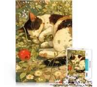 Puzzle da 1000 pezzi per adolescenti Gatto addormentato tra i fiori Analisi e logica Decorazione murale Regali unici per compleanno e Natale 38x26cm