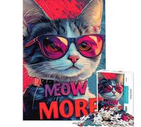 Puzzle da 1000 pezzi per adolescenti: Gatto alla moda con occhiali da sole e Miao Altri puzzle per adolescenti giocattoli fai da te vacanze a casa passatempo interazione genitore-figlio (50x75cm)