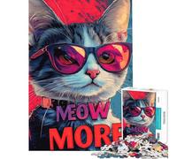 Puzzle da 1000 pezzi per adolescenti: Gatto alla moda con occhiali da sole e Miao Altri puzzle per adolescenti giocattoli fai da te vacanze a casa passatempo interazione genitore-figlio (38x52cm)