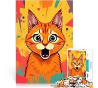 Puzzle da 1000 pezzi per adolescenti Gatto arancione sorpreso Per il divertimento in famiglia Migliorare l'amore tra le coppie 75x50cm
