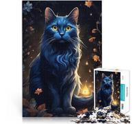 Puzzle da 1000 pezzi per adolescenti Gatto blu al chiaro di luna Giocattolo educativo per l'apprendimento Interazione genitore-figlio 75x50cm