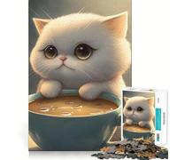 Puzzle da 1000 pezzi per adolescenti,gatto,caffè,decorazione per incastri,gioco per esercizi mentali,gioco per il tempo libero,regalo di Natale divertente (50x75cm)