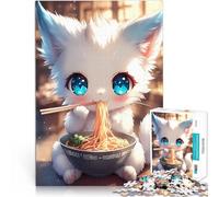 Puzzle da 1000 pezzi per adolescenti Gatto carino che mangia spaghetti Giocattoli educativi perché è ideale come regalo per tutta la famiglia 38x26cm