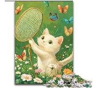 Puzzle da 1000 pezzi per adolescenti Gatto che cattura farfalle Gioco stimolante e gioco in famiglia Un'opera d'arte per bambini dai 14 anni (dimensioni 26x38cm)