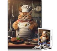 Puzzle da 1000 pezzi per adolescenti, gatto che cucina, cuoco, chef, giocattolo, gioco intellettuale, vacanze, ammazzare il tempo, regali di Babbo Natale segreto, dimensioni 38x52cm