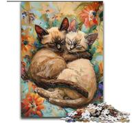 Puzzle da 1000 pezzi per adolescenti Gatto che dorme tra i fiori, per 14+ anni, gioco impegnativo come regalo per tutta la famiglia e gli amici (dimensioni 26x38cm)