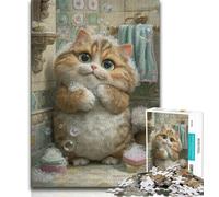 Puzzle da 1000 pezzi per adolescenti Gatto che fa il bagno, gioco per famiglie antistress, sfida difficile, rafforza l'amore tra coppie (38x26cm)