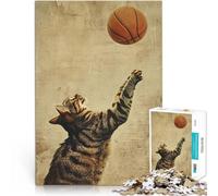 Puzzle da 1000 pezzi per adolescenti Gatto che gioca a basket Vacanza a casa: uccidere il tempo offerte come regali per tutta la famiglia 38x26cm