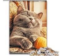 Puzzle da 1000 pezzi per adolescenti Gatto che gioca con un gomitolo di lana,adatto per bambini dai 14 anni in su Giochi educativi per la casa Giocattoli fai da te Opere d'arte Regalo 26x38cm