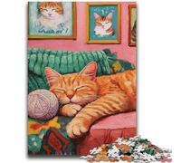 Puzzle da 1000 pezzi per adolescenti Gatto che gioca con un gomitolo di lana Gioco stimolante e gioco educativo per famiglie per compleanno, Natale 50x75cm