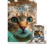 Puzzle da 1000 pezzi per adolescenti Gatto che nuota sott'acqua Decorazione per la casa Giocattoli Ottimo regalo per giochi di famiglia Collezione di artisti Belle arti Dimensioni 38x52cm