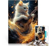 Puzzle da 1000 pezzi per adolescenti Gatto che suona la chitarra Per il divertimento in famiglia Migliorare l'amore tra le coppie 50x70cm