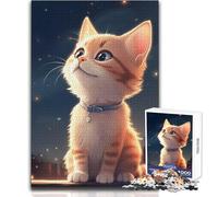 Puzzle da 1000 pezzi per adolescenti, gatto comico di notte, giocattolo, gioco intellettuale, migliora la memoria, regalo di compleanno, dimensioni 38x52cm