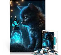 Puzzle da 1000 pezzi per adolescenti Gatto con farfalla Antistress Vacanza in patria Uccidere il tempo Regalo di compleanno, regali, arte murale 38x26cm