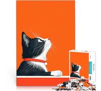 Puzzle da 1000 pezzi per adolescenti Gatto curioso sull'arancia Allena il tuo cervello e le tue mani perché è ideale come regalo per tutta la famiglia 75x50cm
