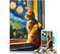 Puzzle da 1000 pezzi per adolescenti Gatto della notte stellata Giocattoli Giochi Educativi Antistress offerte come regali per tutta la famiglia 38x26cm