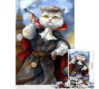 Puzzle da 1000 pezzi per adolescenti,gatto detective che fuma la pipa,giocattolo educativo,idee regalo,gioco pratico,lista dei desideri con Babbo Natale,dimensioni 50x75cm