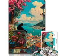 Puzzle da 1000 pezzi per adolescenti, gatto di strada della città, sfida difficile antistress, ideale come regalo per tutta la famiglia, 75x50cm