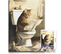 Puzzle da 1000 pezzi per adolescenti,gatto divertente che legge le notizie,accogliente e rilassante,divertimento per il tempo libero,vestibilità perfetta,giocattolo ad alta precisione 38x52cm