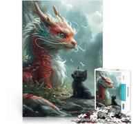 Puzzle da 1000 pezzi per adolescenti Gatto Drago Gattino Fantasy Giochi Giocattoli Regalo Ogni pezzo è unico - Gioco divertente e stimolante per tutta la famiglia 50x70cm