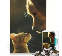 Puzzle da 1000 pezzi per adolescenti: gatto e cane uno di fronte all'altro, gioco divertente, allena la mente e la manualità, migliora l'amore tra le coppie 50x75cm